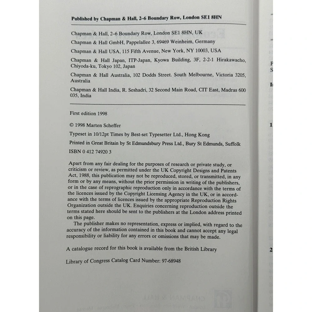 Ecology of Shallow Lakes (Population and Community Biology Series) Scheffer 1998